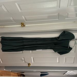 Long dress, v neck, turquoise blue